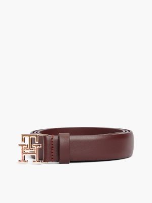 Женский ремень Tommy Hilfiger Monogram Buckle Smooth Leather, цвет: Тёмно-бордовый — фото 4