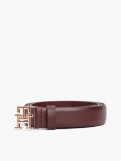 Monogram Buckle Smooth Leather Belt — Oxblood 4