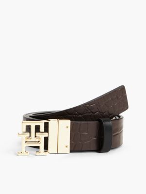 Женский ремень Tommy Hilfiger Monogram Buckle Reversible Leather, цвет: Чёрный — фото 2