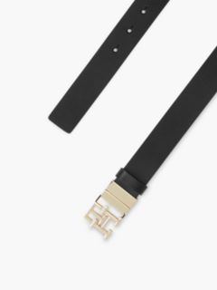 Monogram Buckle Reversible Leather Belt — Black 3