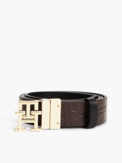 Monogram Buckle Reversible Leather Belt — Black 6