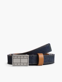 Tommy Jeans Badge Buckle Denim Belt — Denim Dark 1