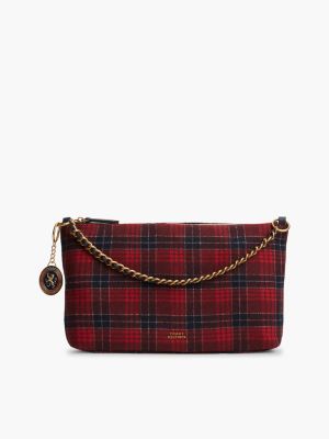 Plaid Melton Wool-Blend Mini Bag, Space Blue