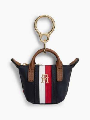 Signature Stripe Coin Purse Bag Charm, Space Blue
