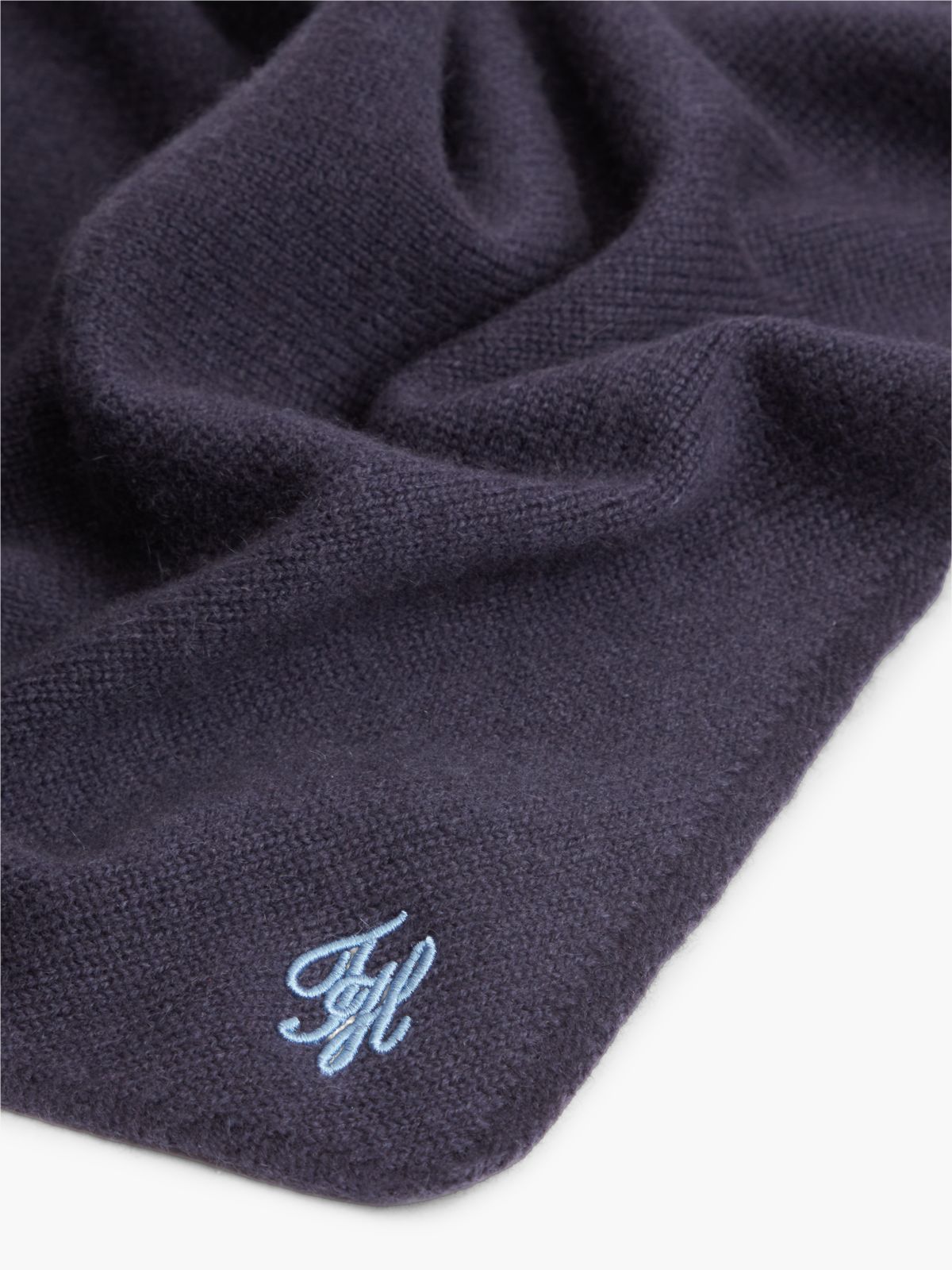 Wool-Cashmere Blend Triangle Scarf — Space Blue