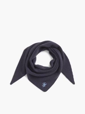 Женский шарф Tommy Hilfiger Wool-Cashmere Blend Triangle, цвет: Космический синий