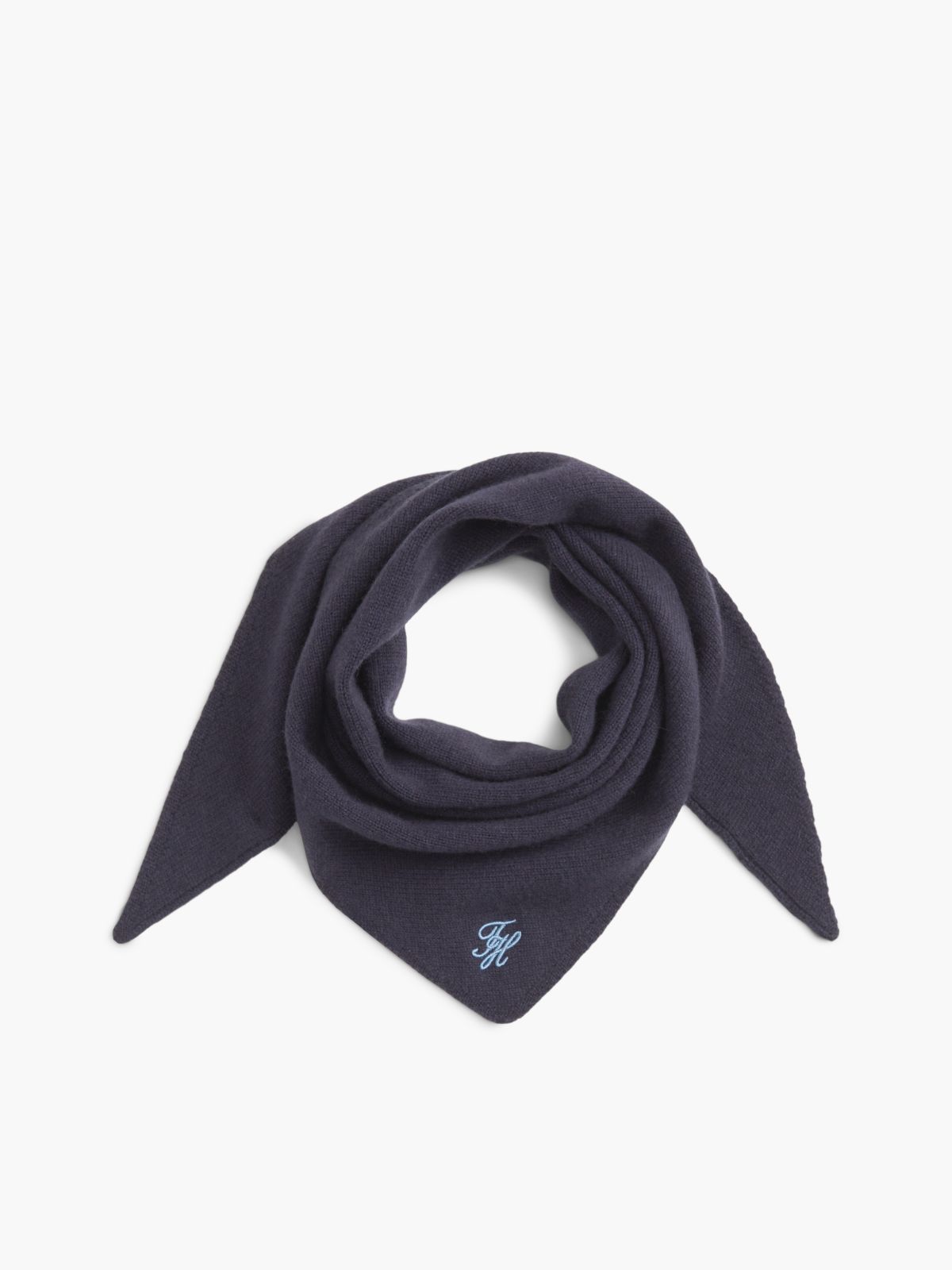 Wool-Cashmere Blend Triangle Scarf — Space Blue