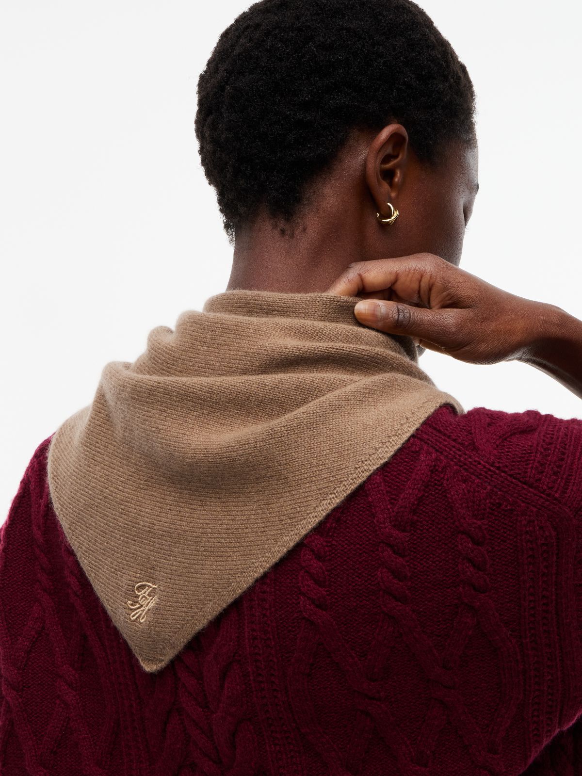 Wool-Cashmere Blend Triangle Scarf — Tundra Moss