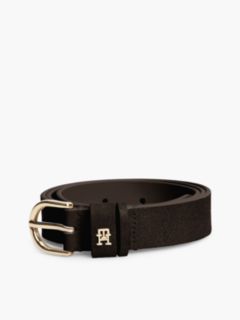 Essential Round Buckle Suede Belt — Fondant Brown 4