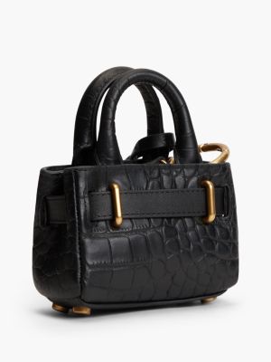 Женская сумка Tommy Hilfiger Croc-Embossed Leather Ultra-Mini, цвет: Чёрный — фото 3