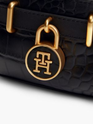 Женская сумка Tommy Hilfiger Croc-Embossed Leather Ultra-Mini, цвет: Чёрный — фото 4