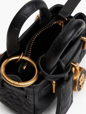 Женская сумка Tommy Hilfiger Croc-Embossed Leather Ultra-Mini, цвет: Чёрный — фото 5