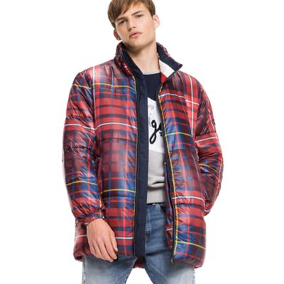 tommy hilfiger plaid puffer jacket