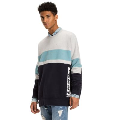 tommy jeans colourblock stripe logo sweatshirt