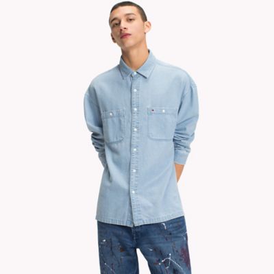 tommy hilfiger men's denim shirt