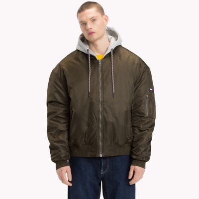 tommy hilfiger padded nylon bomber jacket
