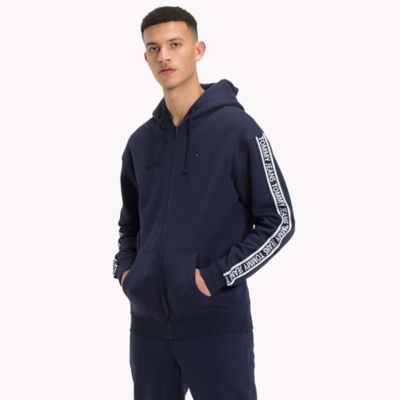 tommy hilfiger zip tape contrast hoodie