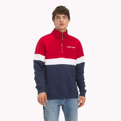 tommy jeans mock neck zip sweatshirt