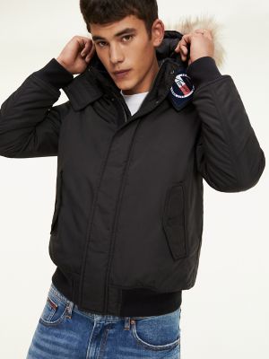 tommy hilfiger men's jacket fur hood