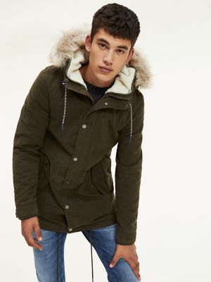 tommy hilfiger men's jacket fur hood