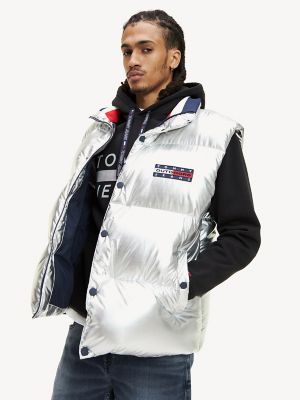 tommy jeans silver puffer jacket