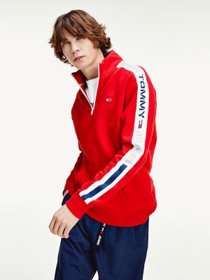 tommy jeans logo tape fleece sweatshirt