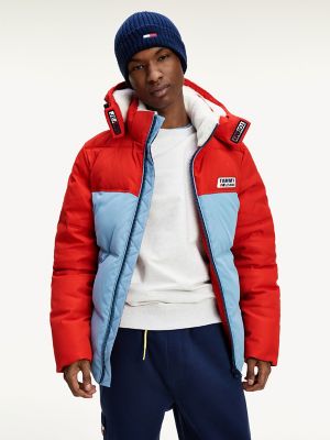 tommy jeans colorblock puffer jacket