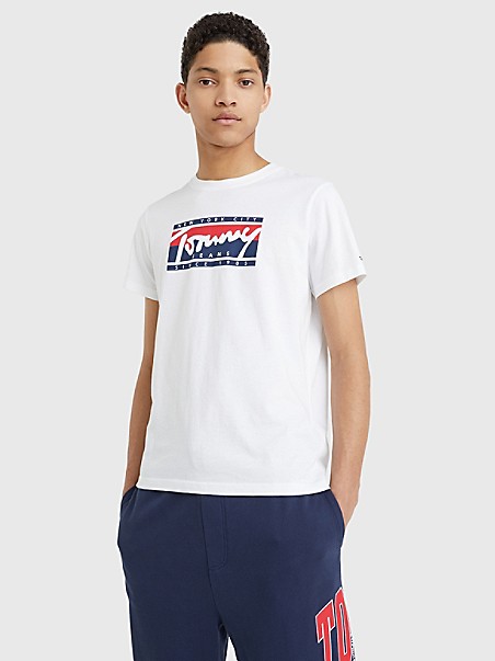 타미 진스 반팔티 Tommy JEANS Tommy NYC Logo T-Shirt,WHITE