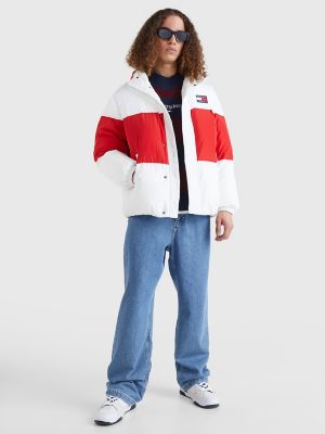 Tommy Hilfiger Men's Quilted Color Blocked Hooded Puffer Jacket