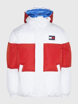 Tommy Hilfiger Men's Quilted Color Blocked Hooded Puffer Jacket