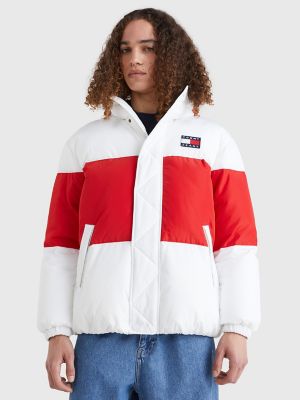 Tommy Hilfiger Men's Quilted Color Blocked Hooded Puffer Jacket