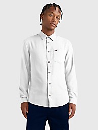 타미 진스 TOMMY JEANS Solid Flannel Shirt,ANCIENT WHITE