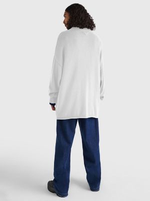 Skater Long-Sleeve Polo Sweater, White