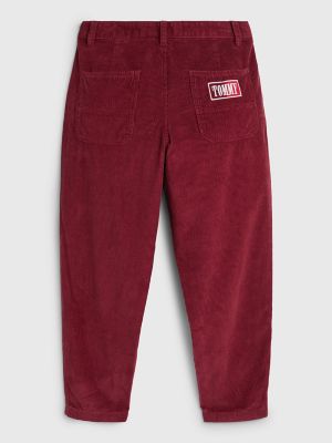 Baggy Fit Tapered Corduroy Chino, Deep Rouge