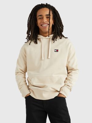 tommy jeans badge hoodie beige