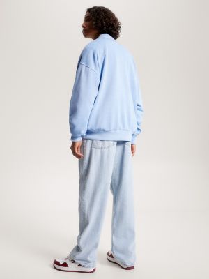 Relaxed Fit Grunge Arch Logo Sweatshirt, Chambray Blue