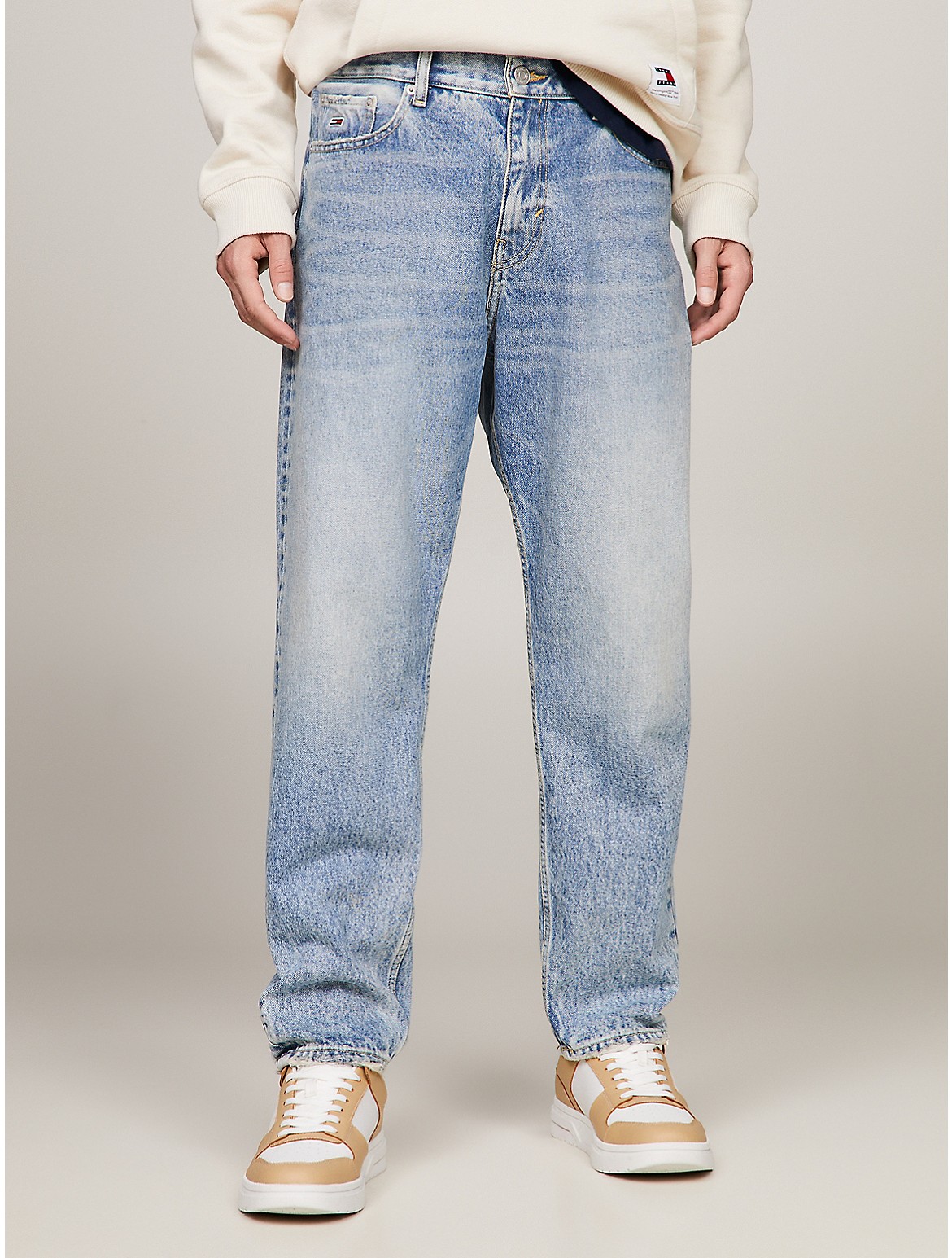 Shop Tommy Hilfiger Relaxed Tapered Fit Light Wash Jean In Denim Light