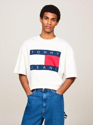 Oversized Fit TJ Flag Graphic T-Shirt, Ancient White