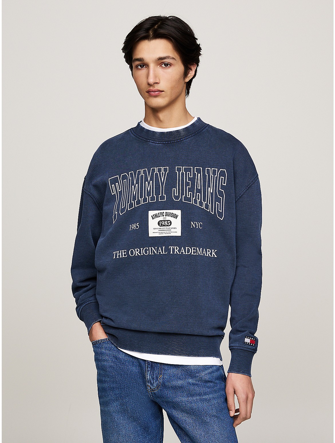 Shop Tommy Hilfiger Relaxed Fit Tj Archive Sweatshirt In Dark Night Navy