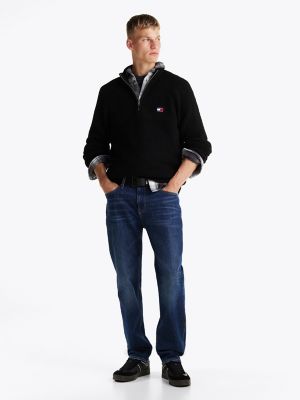 TJ Quarter-Zip Raglan Sweater, Black Melange