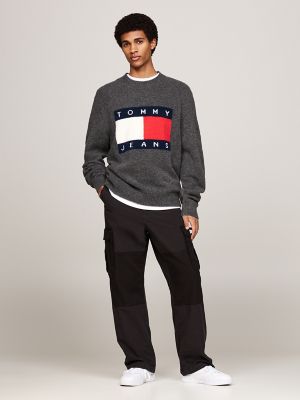 Bold Flag Mixed Yarn Sweater, New Charcoal Melange