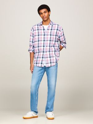 Tommy Jeans Relaxed Peached Check Shirt, White Check
