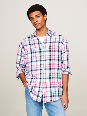 Tommy Jeans Relaxed Peached Check Shirt, White Check