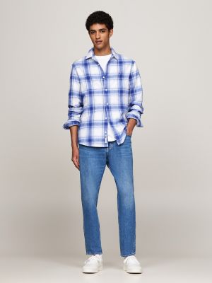 Tommy Jeans Relaxed Check Flannel Shirt, Blue/White Check