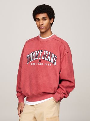 Tommy Hilfiger Pullover Sweatshirt M Red shops Crewneck Fleece Embroidered Long Sleeve