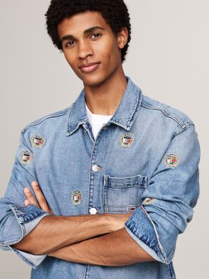 TJ Embroidered Crest Denim Overshirt | Tommy Hilfiger