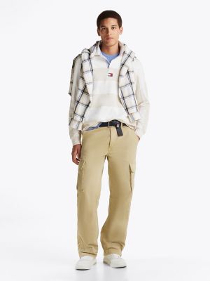 Oversized Fit Tommy Badge Rugby Shirt, Newsprint/Ancient White