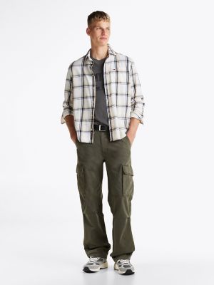 Regular Fit Plaid Flannel Shirt, Newsprint Check