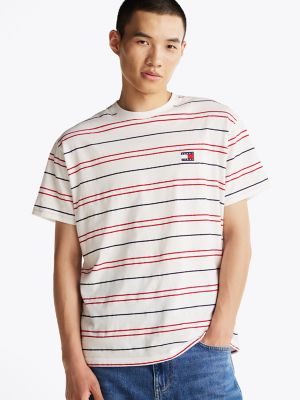 Relaxed Fit Tommy Badge Stripe T Shirt Tommy Hilfiger