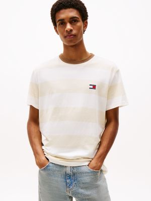 Tommy Jeans Block Stripe T-Shirt, Newsprint/Ecru Stripe